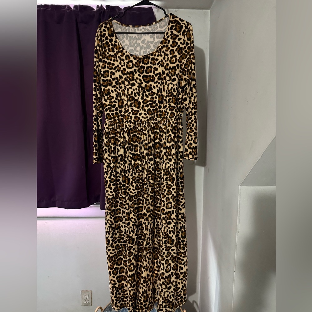 Leopard Print Long Sleeve Dress Brand new